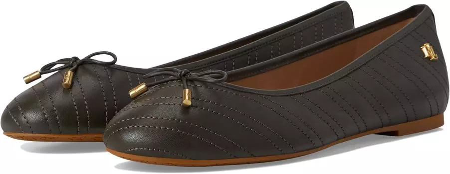 Балетки Lauren Ralph Lauren Jayna Stitched Leather Flat, цвет Dark Olive/Dark Olive