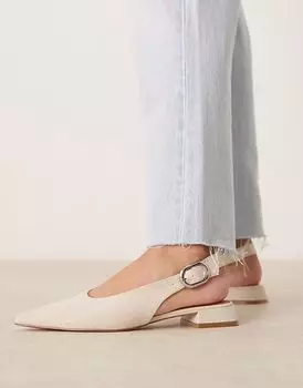 Балетки Leonora с открытой пяткой ASOS DESIGN из натуральной ткани