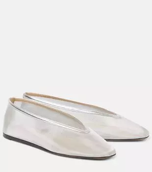 Балетки Luna с отделкой из кожи и сетчатым верхом Le Monde Bryl, серебряный