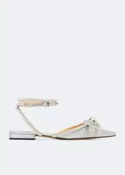 Балетки Mach & Mach Double Bow, серебряный