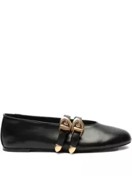 Балетки Maeve 35 с ремешком на пряжке и открытой пяткой Stuart Weitzman, черный