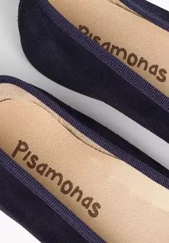 Балетки Manoletina Serraje Lazo Fino Pisamonas, темно-синие