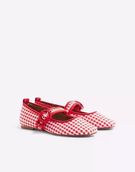 Балетки Мэри-Джейн в красном цвете в клетку River Island