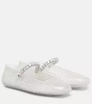 Балетки Mary Jane из искусственной кожи с желейными украшениями Jimmy Choo, Clear/Silv
