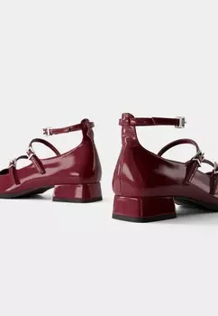 Балетки MARY JANES Bershka, темно-красный