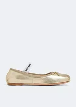 Балетки Miu Miu Leather Ballerinas, золотой