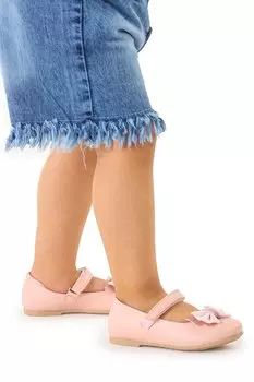 Балетки на липучке Stoned для девочек с бантом Ege 204 Skin KKO KDS, пудрово-розовый
