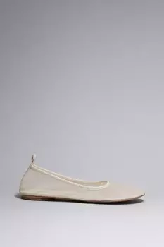 Балетки на плоской подошве из сетчатой ткани с кожаной отделкой & Other Stories, бежевый