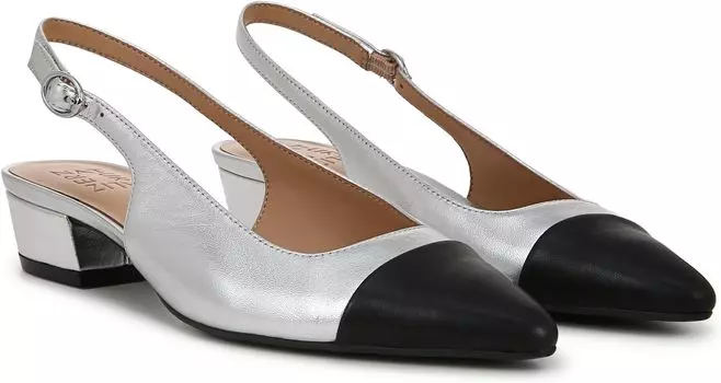 Балетки Naturalizer Banks Slingbacks, цвет Silver/Black Leather