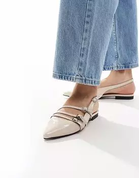 Балетки New Look с ремешком-пряжкой и открытой пяткой кремового цвета