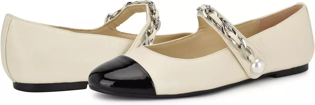 Балетки Nine West Platy, цвет Cream/Black Multi