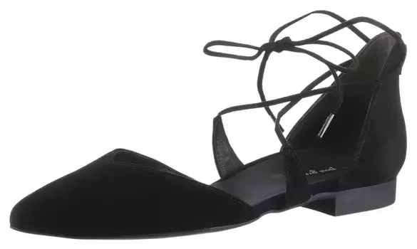 Балетки Paul Green, со шнуровкой, открытые швы, черный