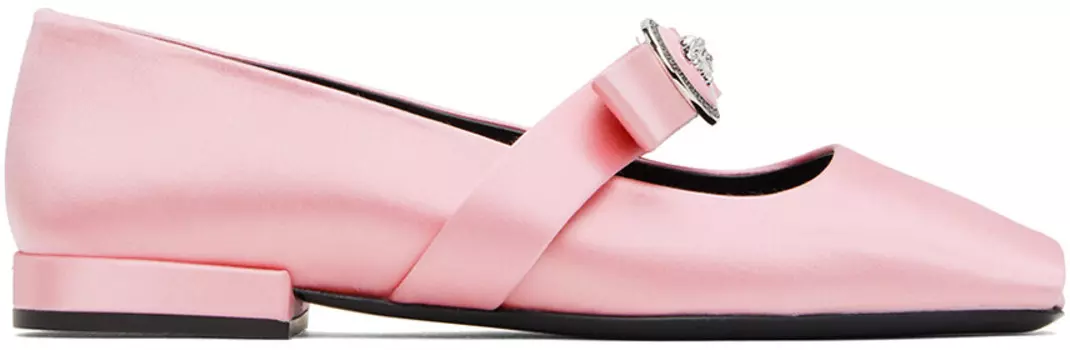 Балетки розовые Gianni Ribbon Open Satin Versace