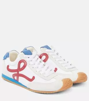 Балетки Runner 2.0 из кожи Loewe, White/Red/Blue