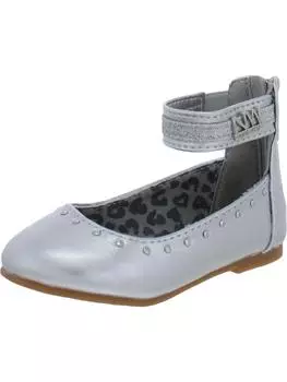 Балетки с блестками и эффектом металлик Lil Mimi Girls Nine West, серебро