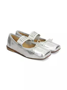 Балетки с цифровым мотивом MM6 Maison Margiela Kids, серебряный