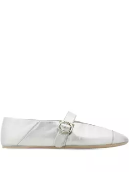 Балетки с декором Gancini Ferragamo, серебряный