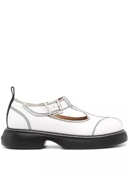 Балетки с контрастной строчкой GANNI, белый