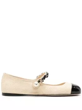 Балетки с квадратным носком Miu Miu, бежевый