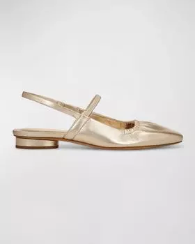 Балетки с открытой пяткой и эффектом металлик Venice Vince, цвет Champagne Gold Leather