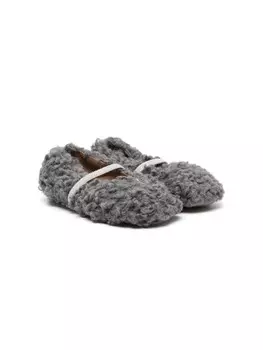 Балетки с оторочкой из шерпы Pp, серый