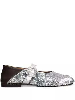 Балетки с пайетками Wales Bonner, серебряный