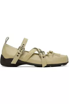 Балетки с перекрестными ремешками Open Yy, бежевый