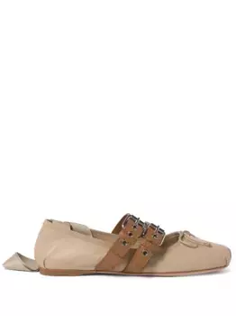 Балетки с пряжками MIU MIU, нейтральный