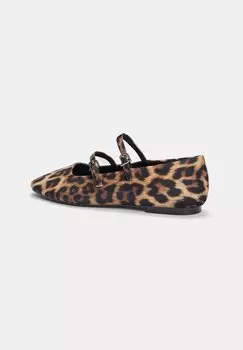Балетки с ремешками на щиколотке Leopard Flats PULL&BEAR, крапчатый темно-коричневый