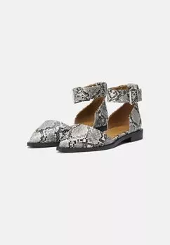 Балетки с ремешками на щиколотке Zign, черный/белый