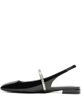 Балетки с ремешком на пятке и кристаллами Stuart Weitzman, черный