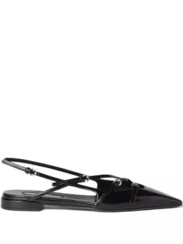 Балетки с ремешком на пятке и пряжкой MIU MIU, черный