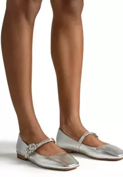 Балетки с ремешком на щиколотке Alma en Pena, серебристый