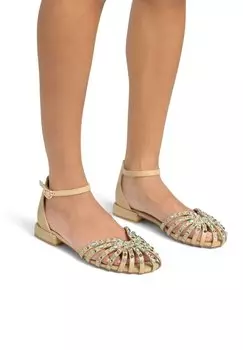 Балетки с ремешком на щиколотке CONFECCIONADO CON PUNTERA REDONDEADA Y CIERRE CON HEBILLA Alma en Pena, светло-коричневый