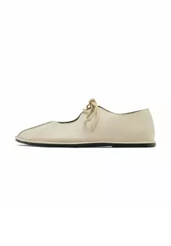 Балетки с ремешком на щиколотке FLATS WITH INSTEP KNOT Massimo Dutti, белый