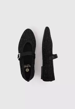 Балетки с ремешком на щиколотке La Strada, черный