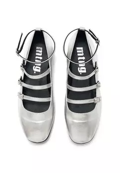 Балетки с ремешком на щиколотке mtng, серебристый