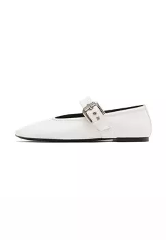 Балетки с ремешком на щиколотке SOFT FLATS WITH BUCKLE Massimo Dutti, белый