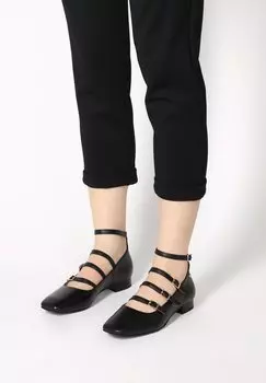 Балетки с ремешком на щиколотке VENEZIA, черный