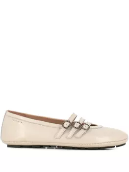 Балетки с тремя пряжками Alexander Hotto, нейтральный