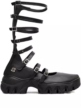 Балетки со шнуровкой и ремешками Rombaut, черный