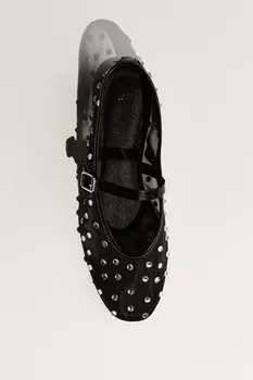 Балетки со стразами H&M, черный