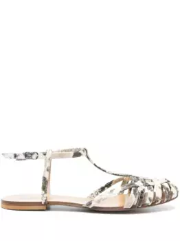 Балетки со змеиным принтом Anna F., нейтральный