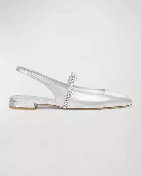 Балетки Stefanie с металлизированной пяткой и пяткой Stuart Weitzman, цвет Silver/Clear