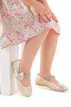 Балетки Stone для девочек на липучке 252 Vakko KKO KDS, золото