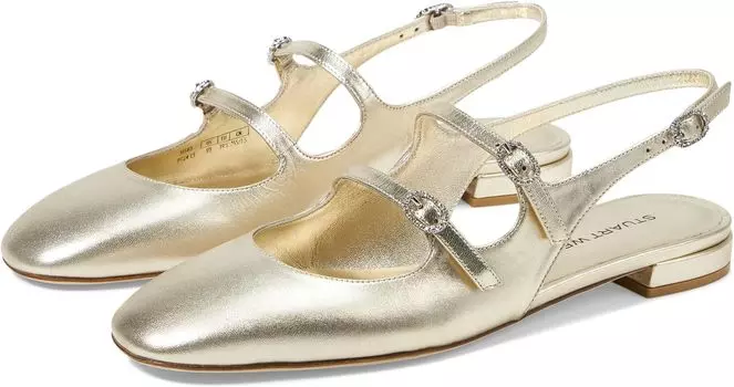 Балетки Stuart Weitzman Claris Mj Slingback, цвет Light Gold