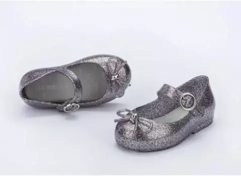Балетки Sweet Love для девочек, серебристые блестки Mini Melissa, серебряный