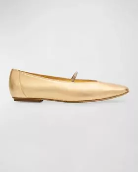 Балетки Tila с металлизированными ремешками и кристаллами Pedro Garcia, цвет Gold
