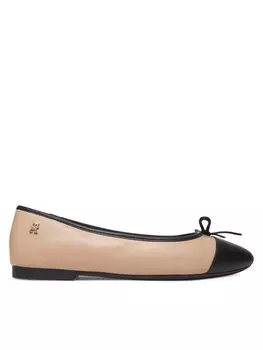 Балетки Toe Cap Leather Ballerina FW0FW08759 Tommy Hilfiger, экрю