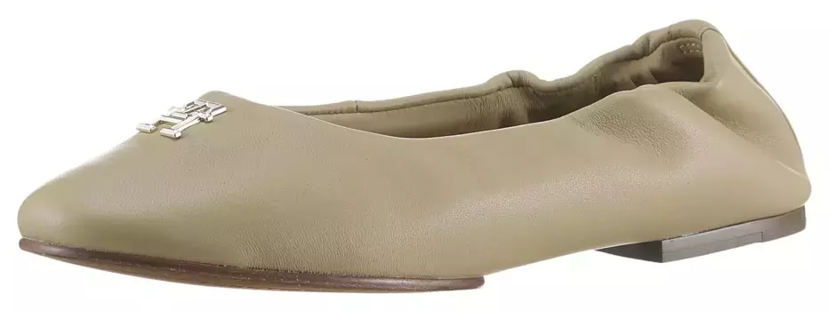 Балетки Tommy Hilfiger "TH ELEVATED ELASTIC BALLERINA", деловая обувь, полуботинки, слипоны с декоративным элементом TH, бежевый